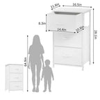 Comò salvaspazio, cassettiera compatta in tessuto a 3 cassetti con parte superiore effetto legno, organizer per camera da letto, armadio, ingresso, bianco