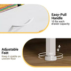 Comò salvaspazio, cassettiera compatta in tessuto a 3 cassetti con parte superiore effetto legno, organizer per camera da letto, armadio, ingresso, bianco
