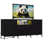 Mobile TV cassettiera a 8 cassetti con illuminazione a LED da 63 pollici, struttura in acciaio per TV da 65-75 pollici, organizer per camera da letto e soggiorno