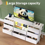 Mobile TV cassettiera a 8 cassetti con illuminazione a LED da 63 pollici, struttura in acciaio per TV da 65-75 pollici, organizer per camera da letto e soggiorno