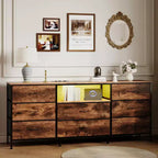 Mobile TV cassettiera a 8 cassetti con illuminazione a LED da 63 pollici, struttura in acciaio per TV da 65-75 pollici, organizer per camera da letto e soggiorno