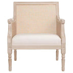 Poltrona d'Appoggio Francese Bertie in Rattan e Legno di Caucciù Rivestita