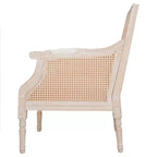 Poltrona d'Appoggio Francese Bertie in Rattan e Legno di Caucciù Rivestita