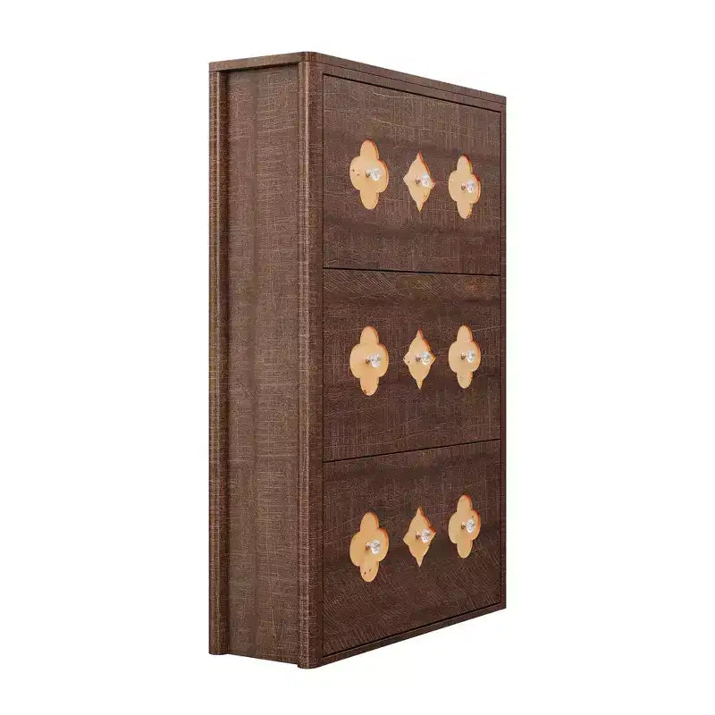 Acekool Brown Slim Shoe Cabinet with 6 Flip Drawers & Adjustable Shelves for Entryway