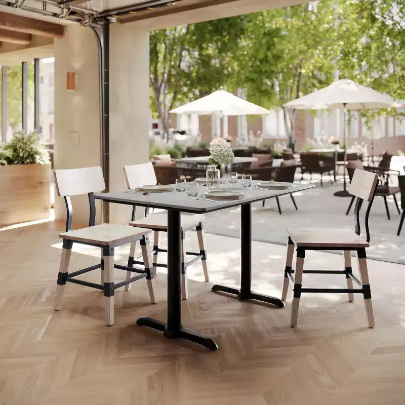 Acadia Tabletop con tecnologia TopGuard HPL e base a X altezza tavolo