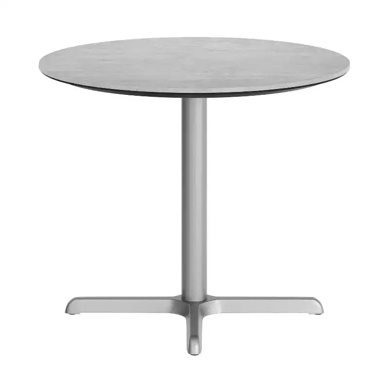 Piano tavolo Acadia per interni ed esterni con tecnologia TopGuard HPL e base per tavolo bistrò in ghisa