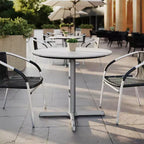 Piano tavolo Acadia per interni ed esterni con tecnologia TopGuard HPL e base per tavolo bistrò in ghisa