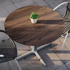 Piano tavolo Acadia per interni ed esterni con tecnologia TopGuard HPL e base per tavolo bistrò in ghisa