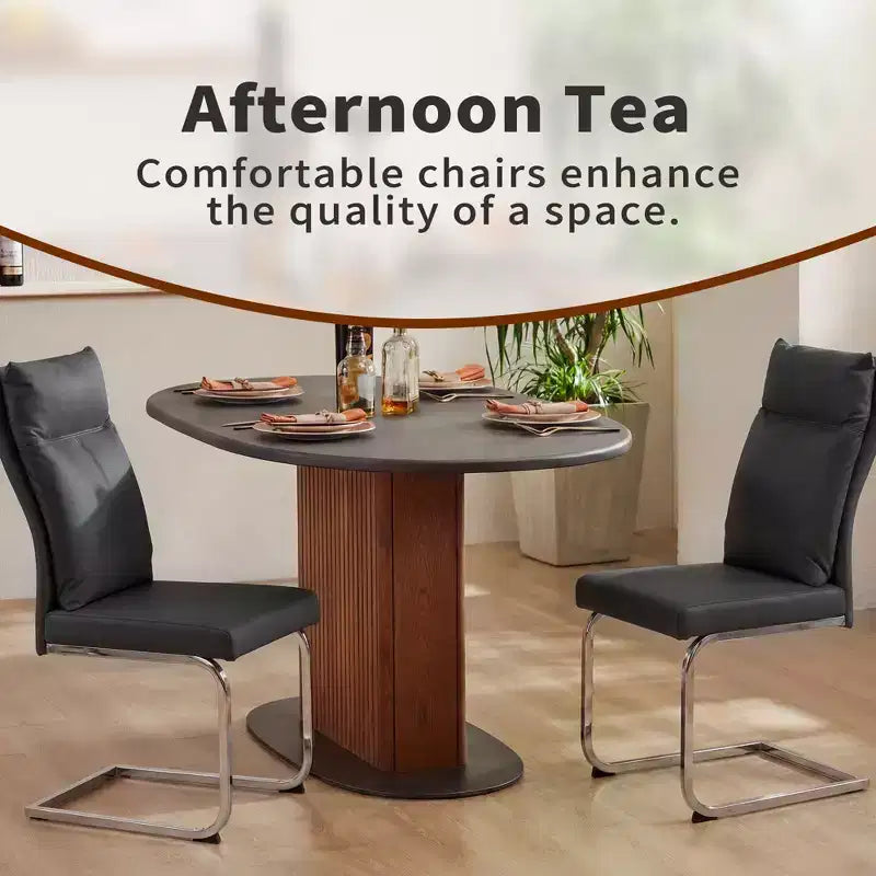 Sedia da pranzo Olaf moderna in similpelle con base cromata a C