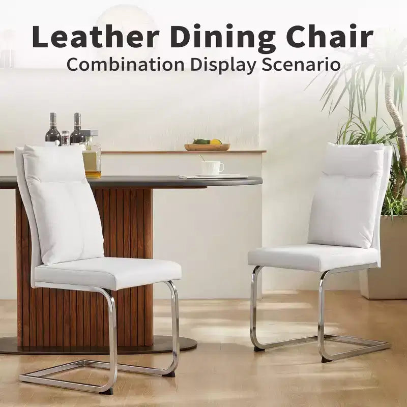 Sedia da pranzo Olaf moderna in similpelle con base cromata a C