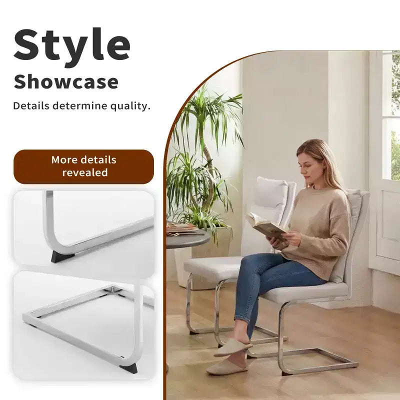 Sedia da pranzo Olaf moderna in similpelle con base cromata a C