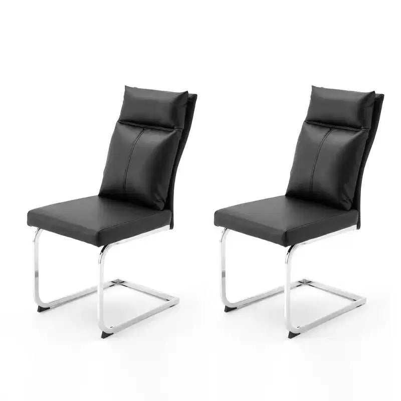 Sedia da pranzo Olaf moderna in similpelle con base cromata a C