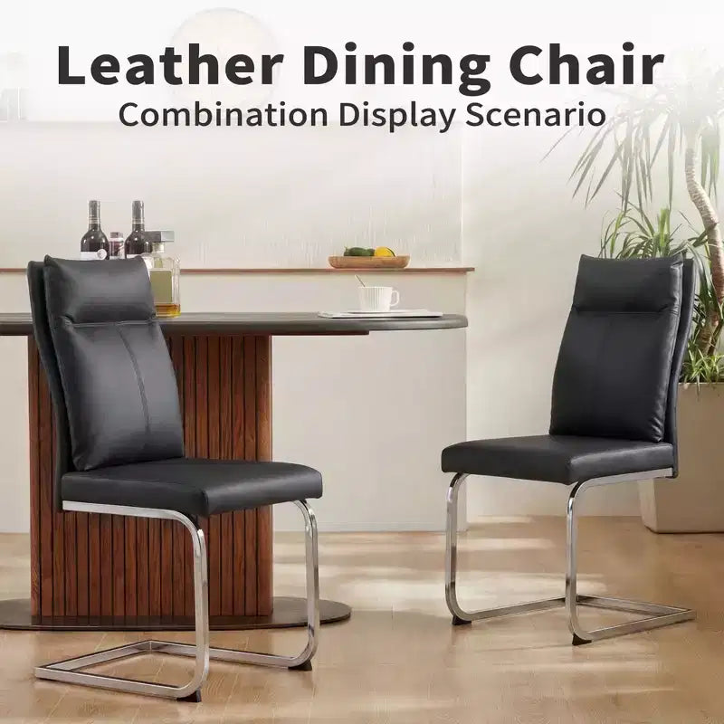 Sedia da pranzo Olaf moderna in similpelle con base cromata a C