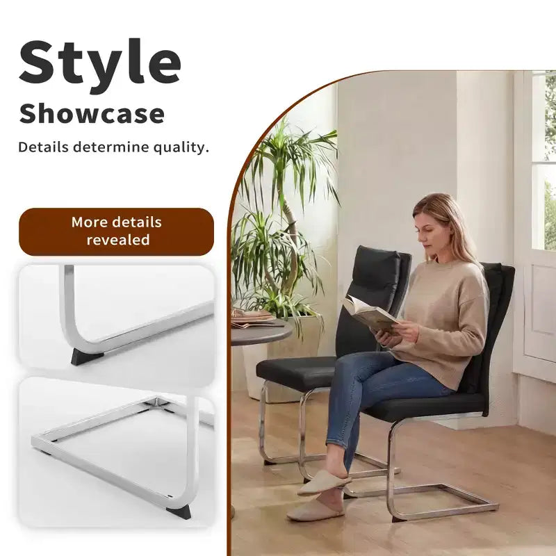 Sedia da pranzo Olaf moderna in similpelle con base cromata a C