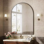 Arched Wall Mirror with Metal Frame - Bathroom Vanity Mirrors for Home Decor