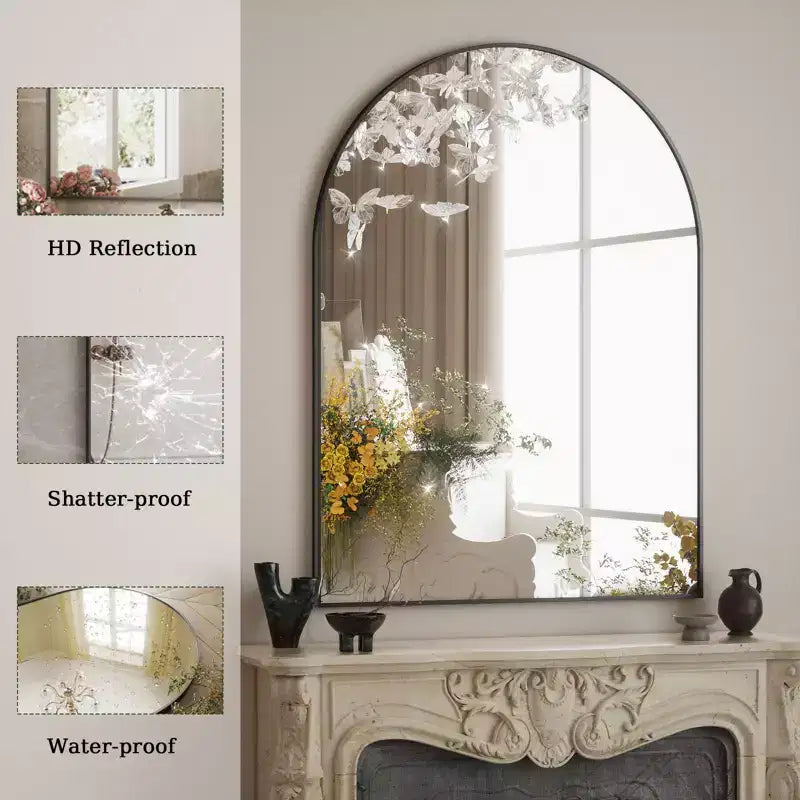 Specchio da parete ad arco con cornice in metallo - Specchi da bagno per l'arredamento della casa