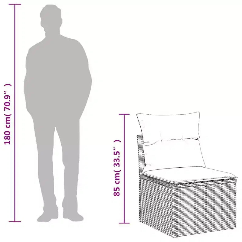 Set Divano da Giardino 7 Pezzi con Cuscini in Polyrattan Grigio