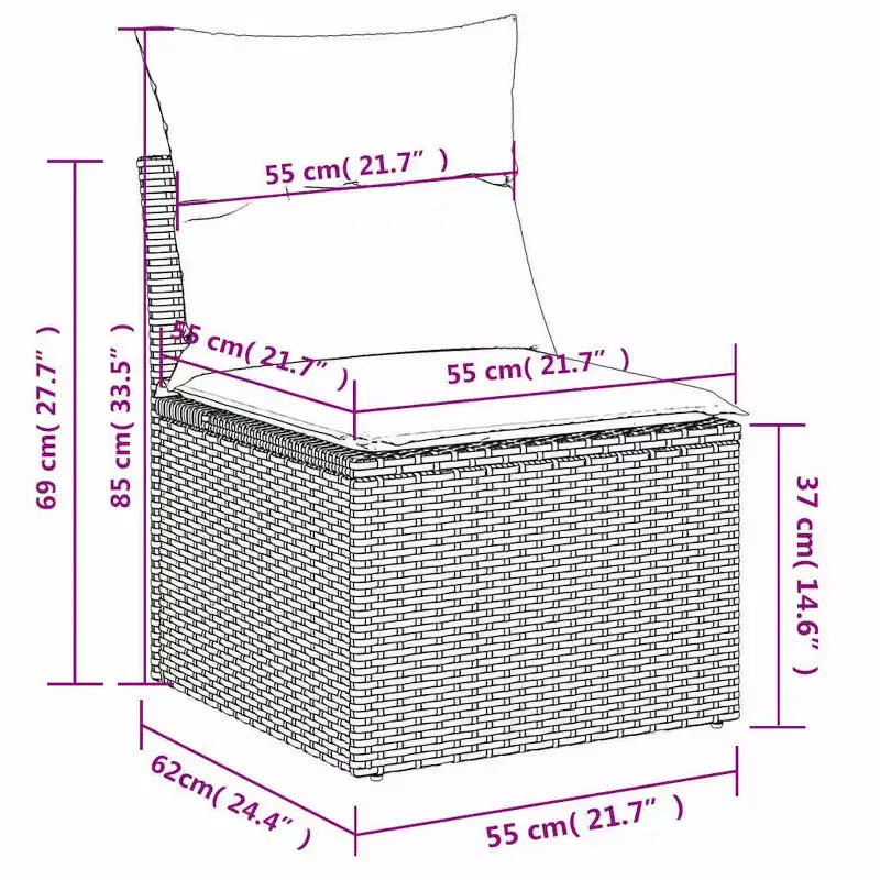 Set Divano da Giardino 7 Pezzi con Cuscini in Polyrattan Grigio