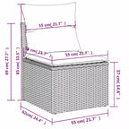 Set Divano da Giardino 7 Pezzi con Cuscini in Polyrattan Grigio