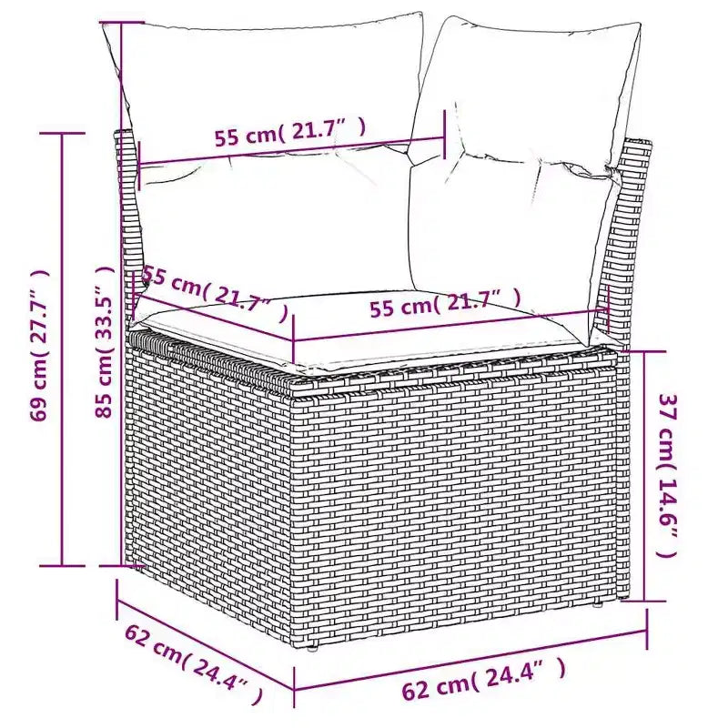 Set Divano da Giardino 7 Pezzi con Cuscini in Polyrattan Grigio