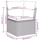 Set Divano da Giardino 7 Pezzi con Cuscini in Polyrattan Grigio
