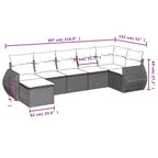 Set Divano da Giardino 7 Pezzi con Cuscini in Polyrattan Grigio