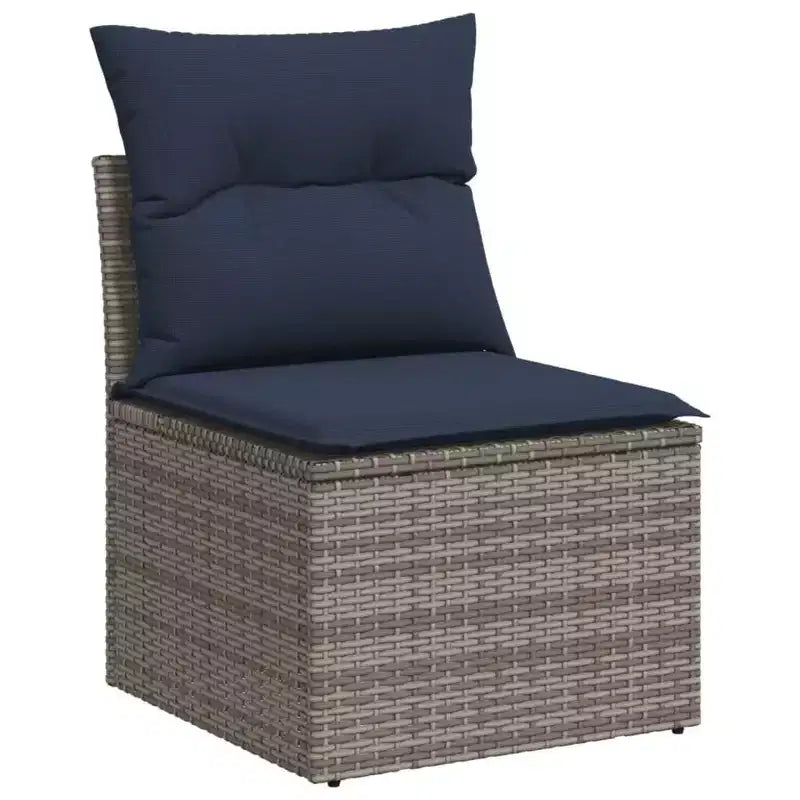 Set Divano da Giardino 7 Pezzi con Cuscini in Polyrattan Grigio
