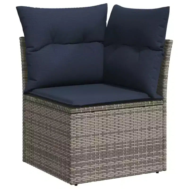 Set Divano da Giardino 7 Pezzi con Cuscini in Polyrattan Grigio