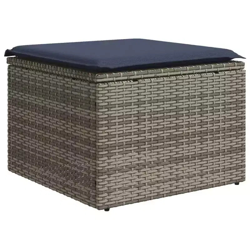 Set Divano da Giardino 7 Pezzi con Cuscini in Polyrattan Grigio