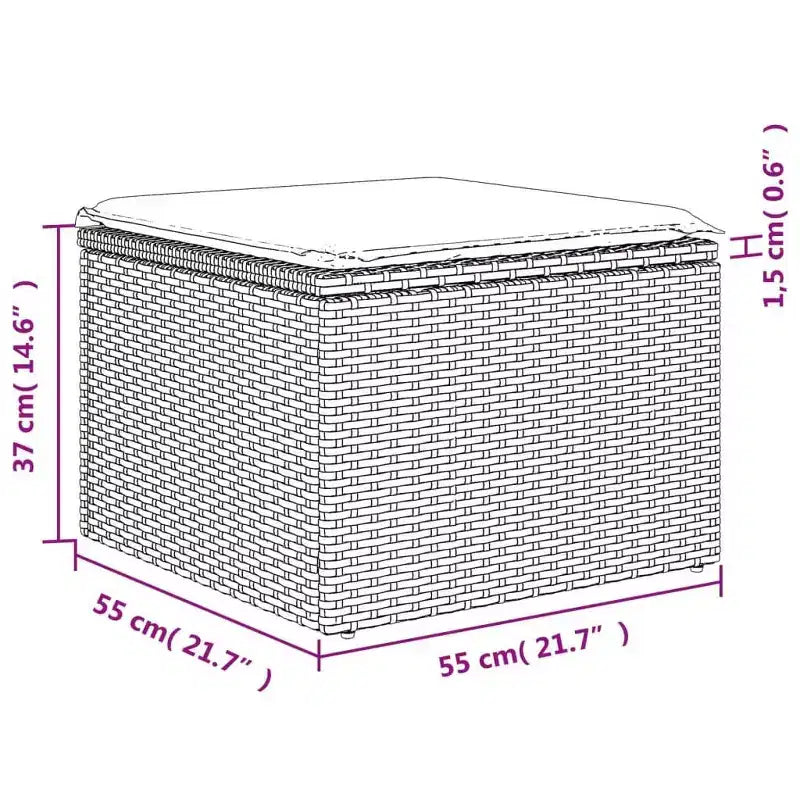 Set Divano da Giardino 7 Pezzi con Cuscini in Polyrattan Grigio