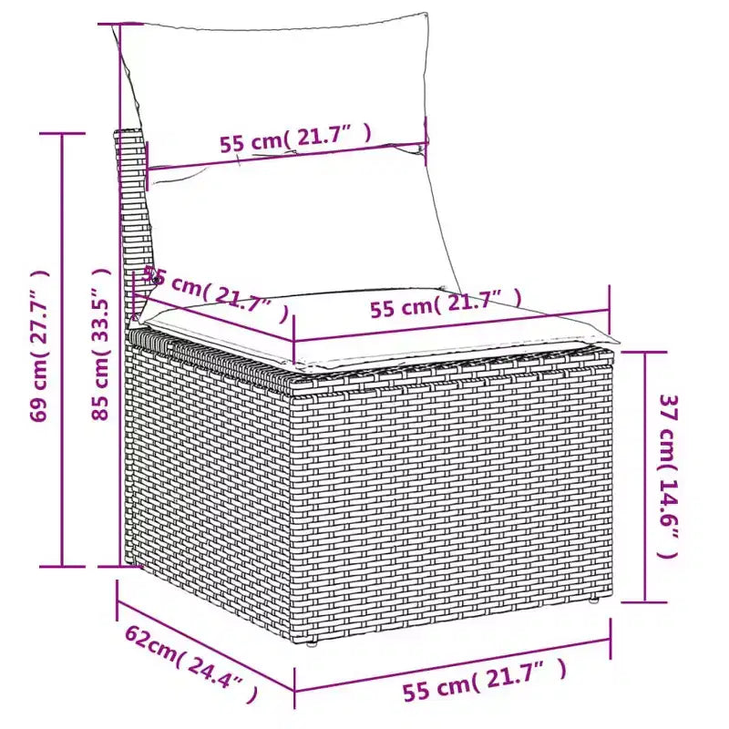 Divano da Giardino Nero in Polyrattan, Grande Set Modulare per Esterni