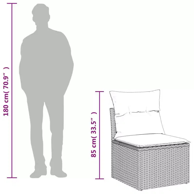 Divano da Giardino Nero in Polyrattan, Grande Set Modulare per Esterni