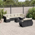 Divano da Giardino Nero in Polyrattan, Grande Set Modulare per Esterni
