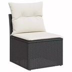 Divano da Giardino Nero in Polyrattan, Grande Set Modulare per Esterni