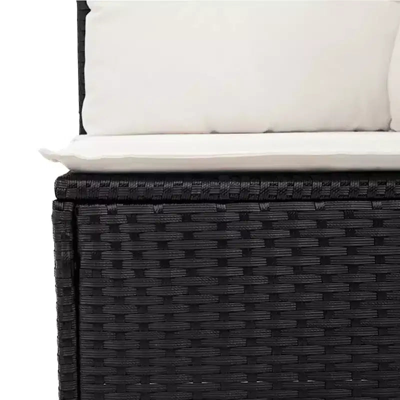 Divano da Giardino Nero in Polyrattan, Grande Set Modulare per Esterni