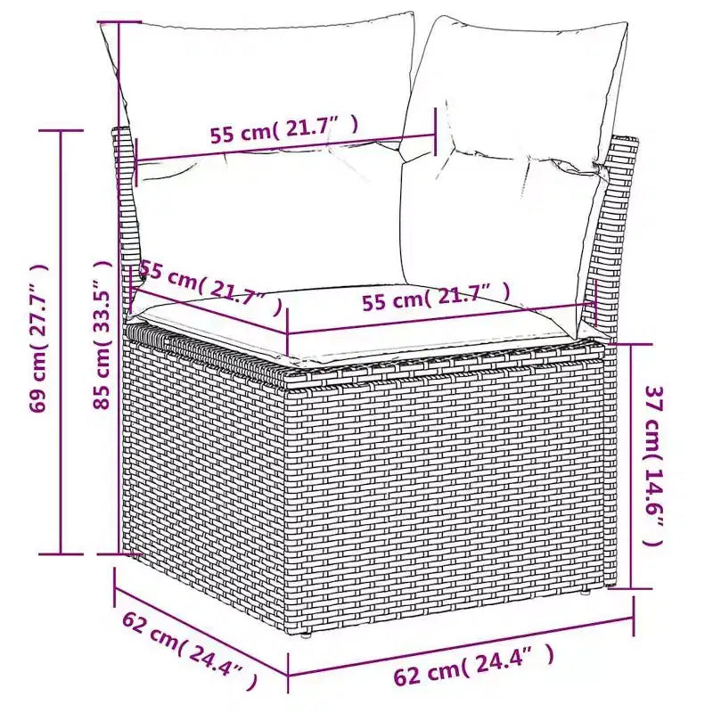 Divano da Giardino Nero in Polyrattan, Grande Set Modulare per Esterni