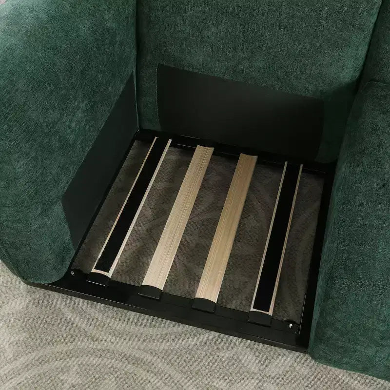 Divano sezionale Khalid Modern 93 a 3 posti in legno e ferro, rivestito in ciniglia, con schienale diviso