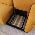 Divano sezionale Khalid Modern 93 a 3 posti in legno e ferro, rivestito in ciniglia, con schienale diviso