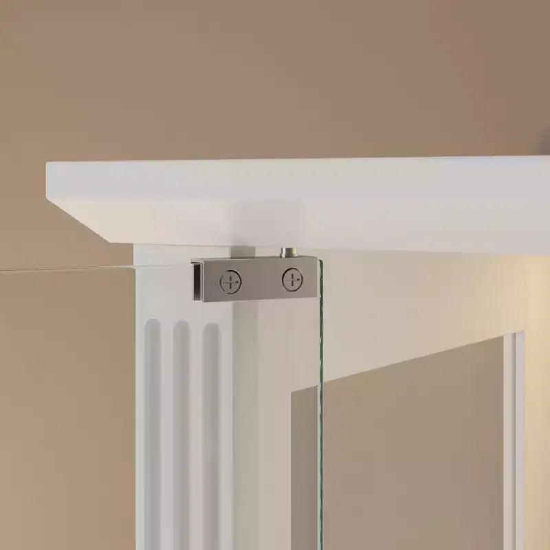 Vetrina Alta Bianca con Illuminazione a LED, Teche in Vetro con Cassetto per Oggetti da Collezione, Libri e Decorazioni Domestiche