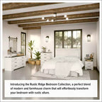 Comodino rustico Ridge Farmhouse con 2 cassetti e vano a giorno bianco anticato