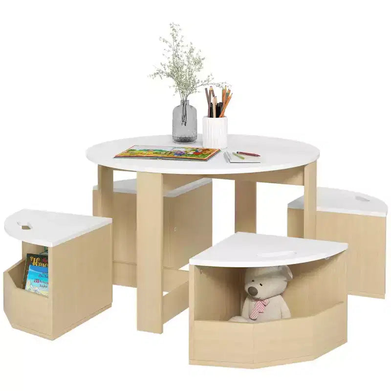 Tavolo e sedie per bambini, set di tavolo e 4 sedie per bambini con contenitore per arte, artigianato, disegno, sala giochi, aula, asilo nido