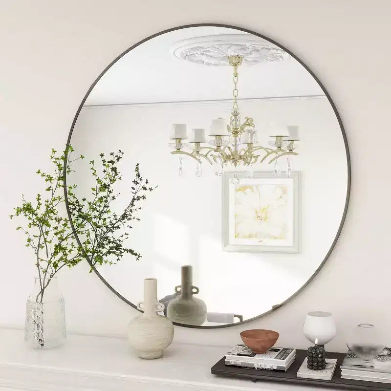 Specchio rotondo da bagno con specchio decorativo da trucco a parete per ingresso