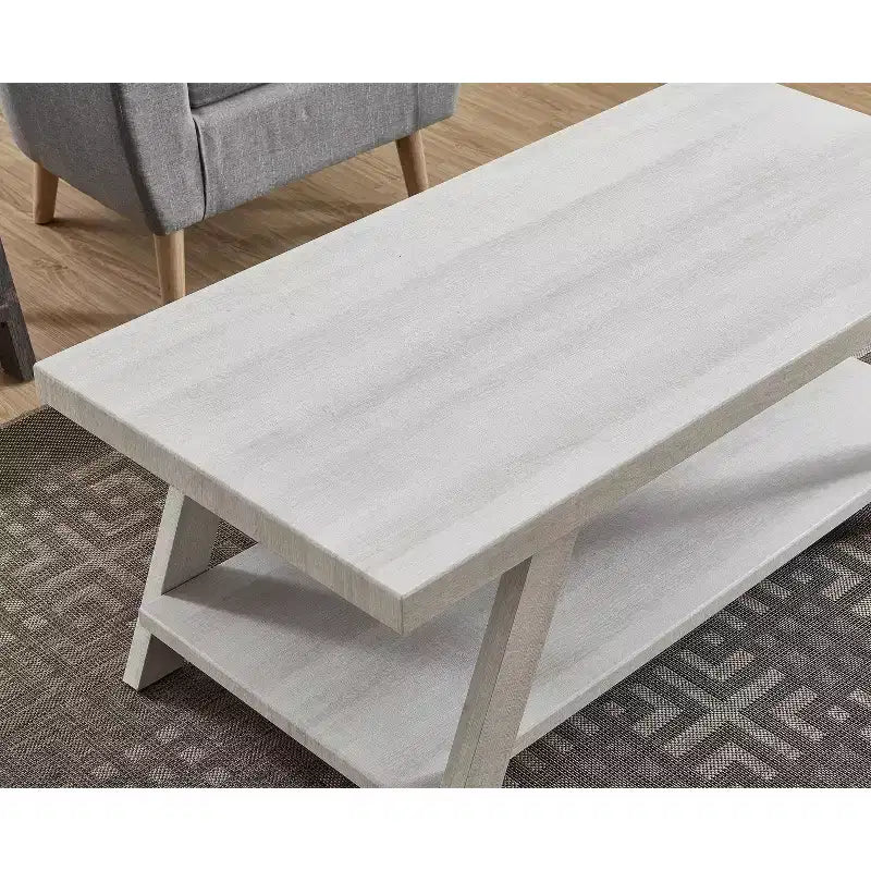 Tavolino da caffè Athens Contemporary con ripiano in legno e finitura bianca